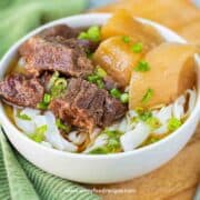 braised beef radish ho fun noodle soup