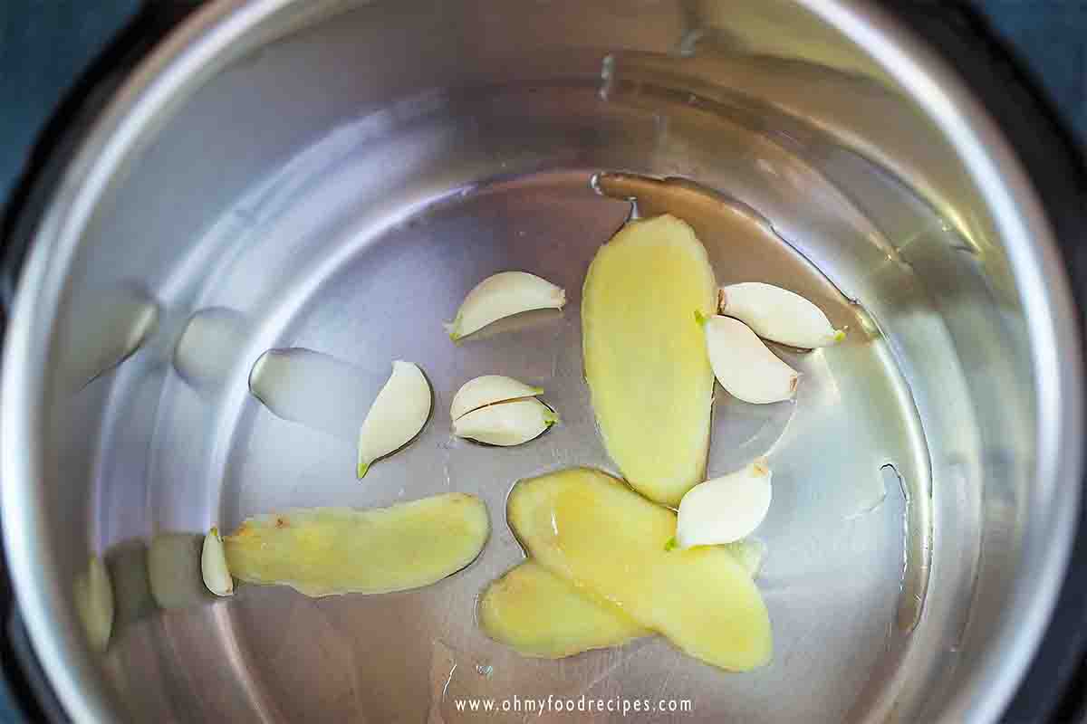 ginger and garlic into the instant pot