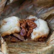 lo mai gai sticky rice lotus wrap on lotus leaf