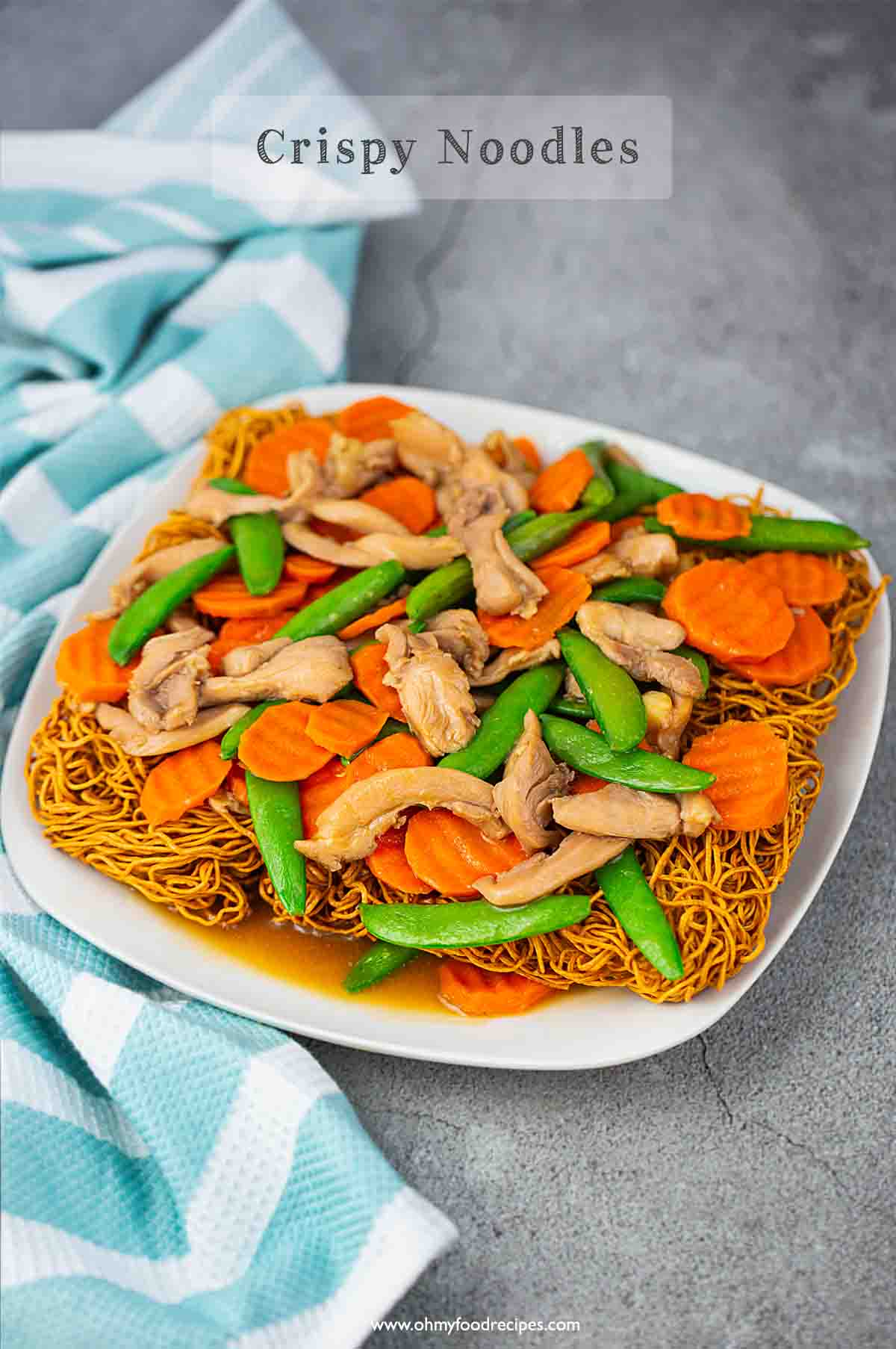 Cantonese Chinese crispy noodles on the plate