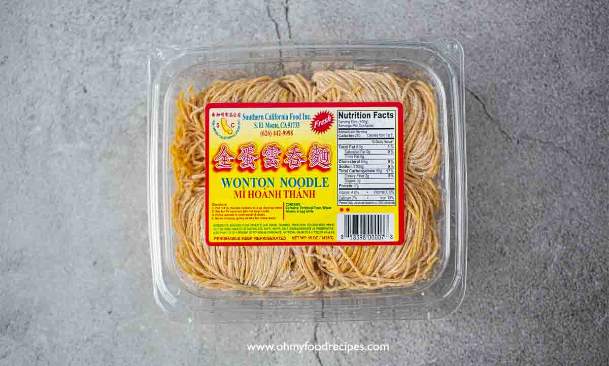 fresh Cantonese egg noodles in the package