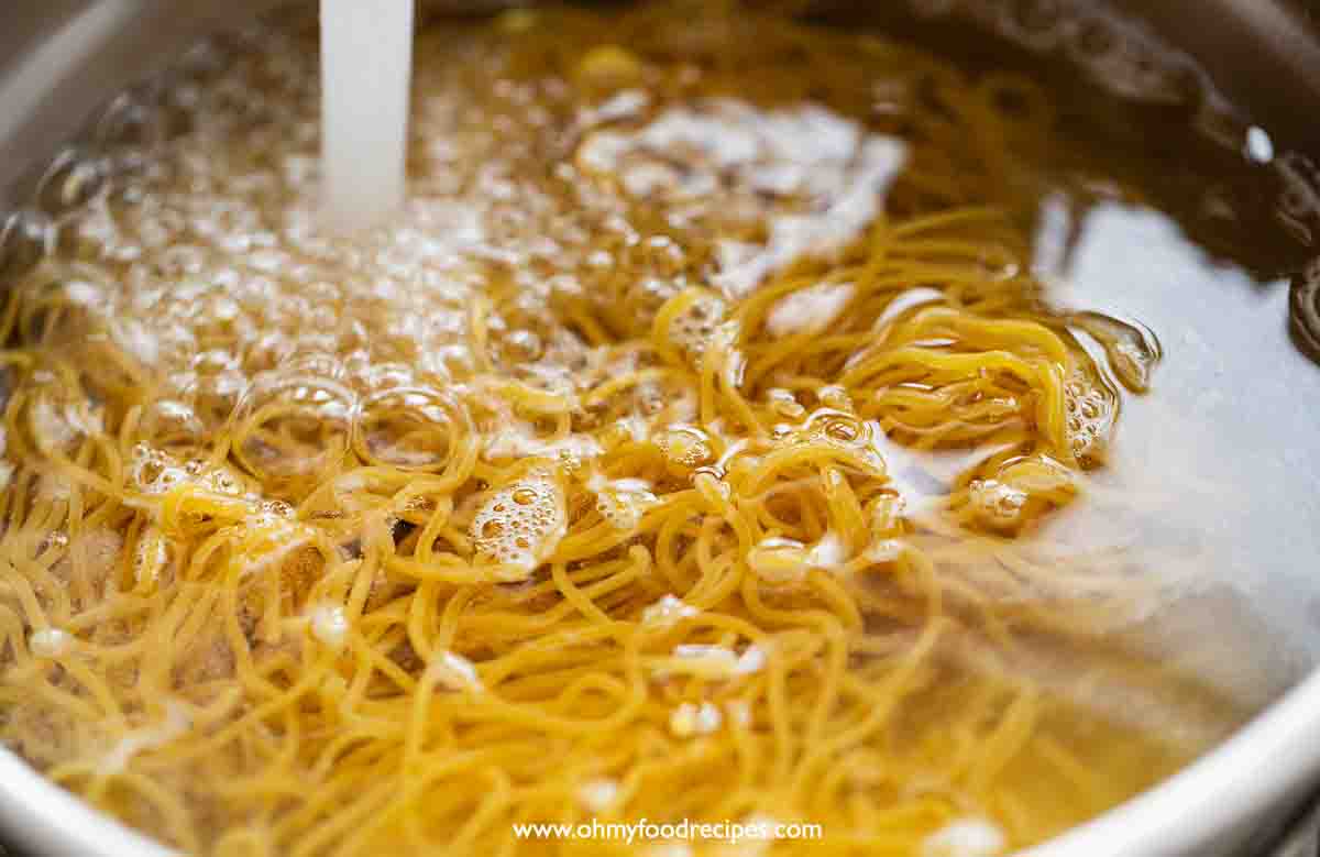 rinse noodles with cold water