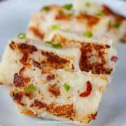 pan fried Chinese turnip cake or lo bak go close up