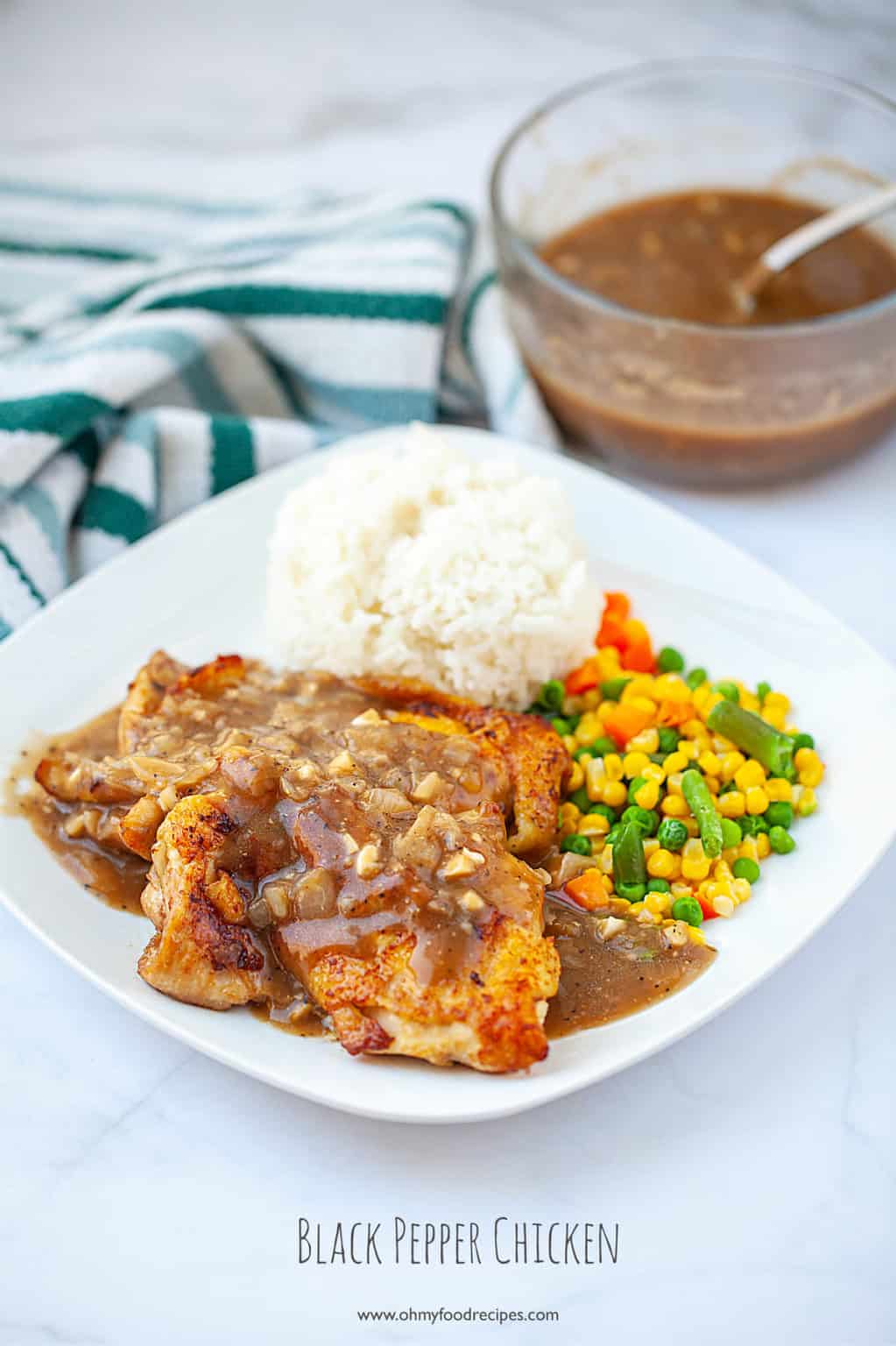 Chicken Chop with Black Pepper Sauce (黑椒雞扒) Oh My Food Recipes