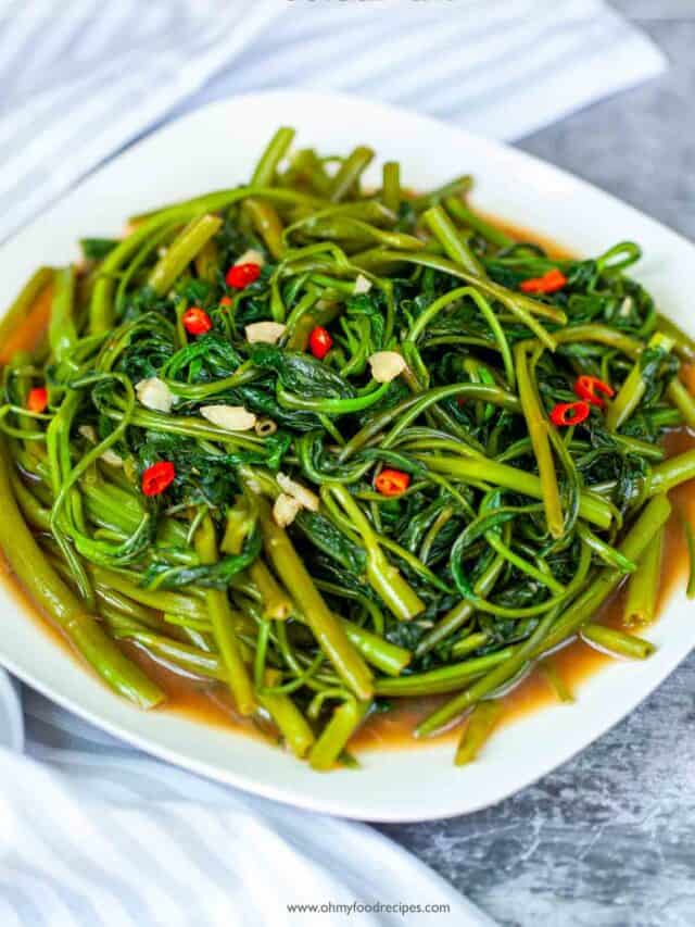 Stir Fried Water Spinach - Oh My Food Recipes