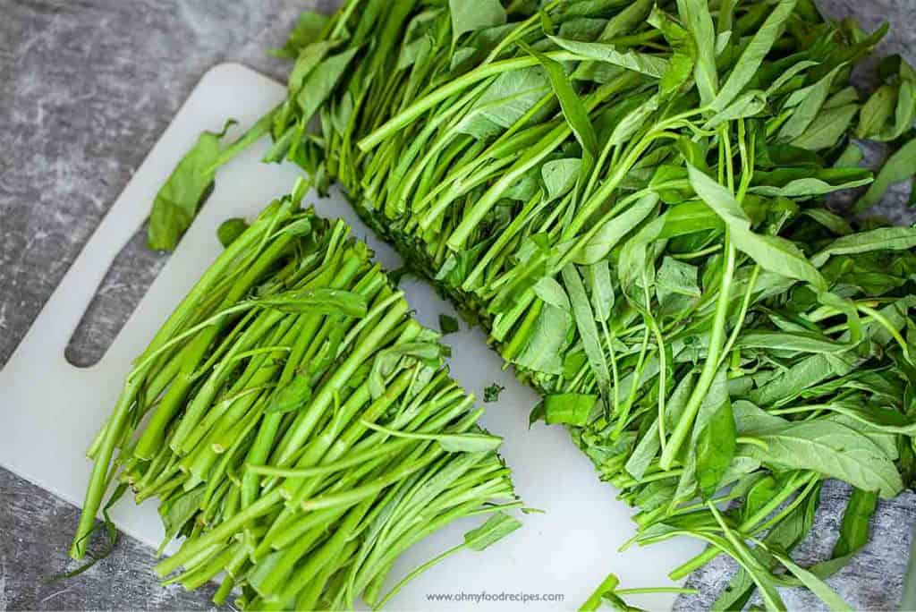 Stir Fried Water Spinach with Shrimp Paste - Oh My Food Recipes