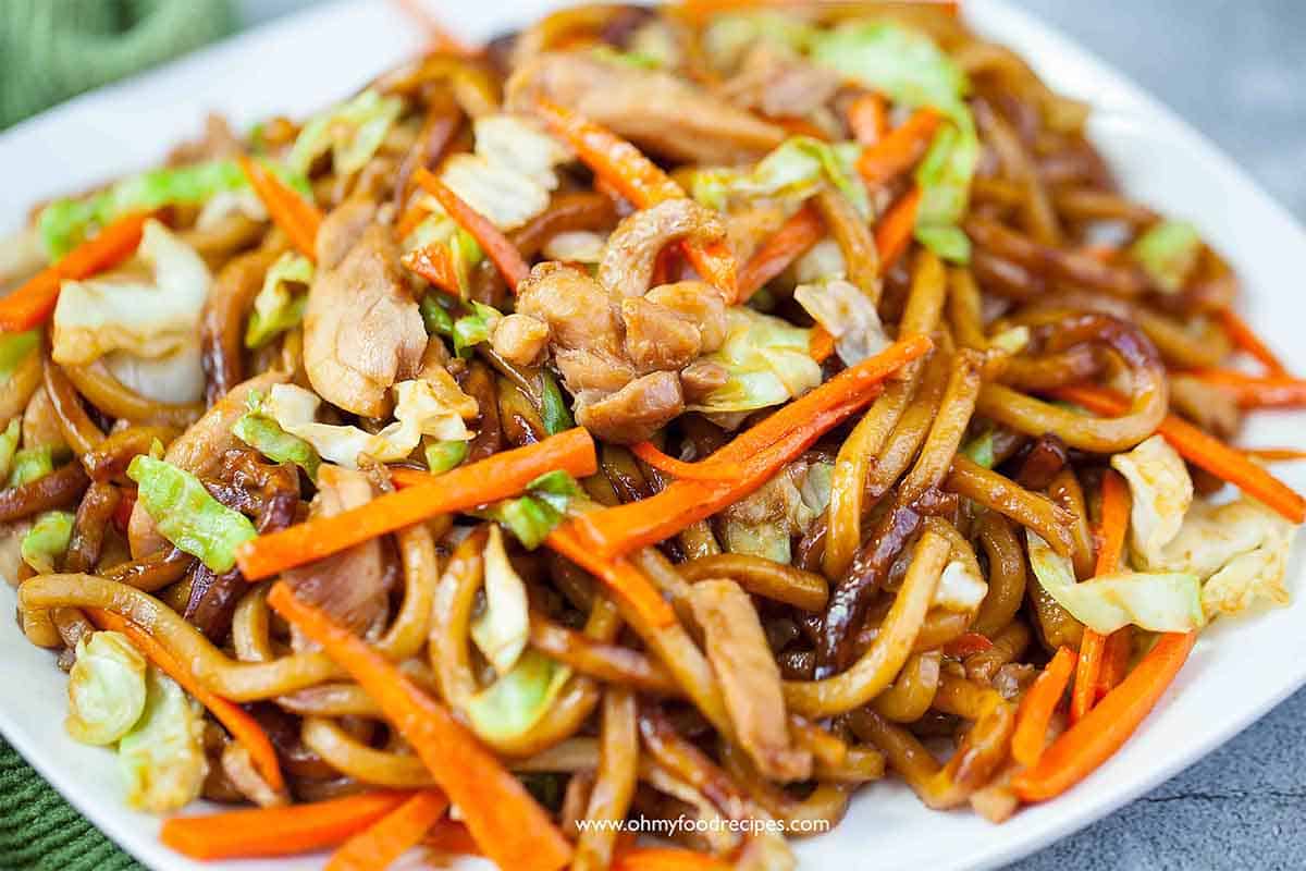Chicken Udon Stir Fry (焼うどん) Oh My Food Recipes