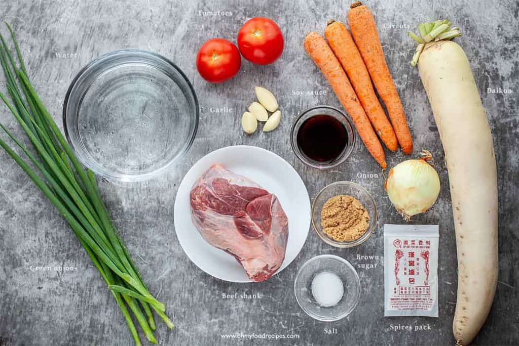 Taiwanese beef noodle soup ingredients