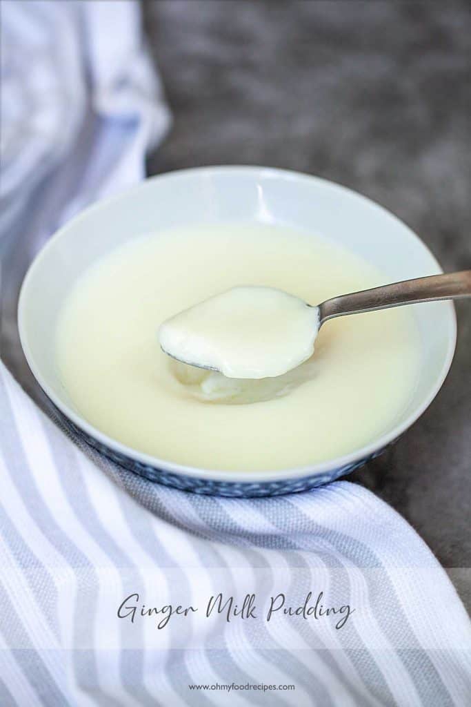 ginger milk pudding on the silver spoon