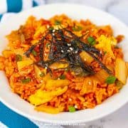 Korean easy kimchi fried rice close up