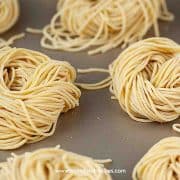 fresh homemade ramen noodles on the golden tray