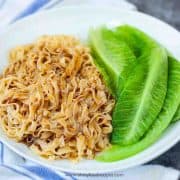 Authentic Chinese Hong Kong style oyster sauce lo mein with lettuce