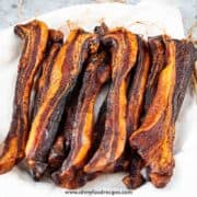 lap yuk dried Chinese cured bacon pork belly on the tray