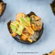 baked salmon sushi cups close up