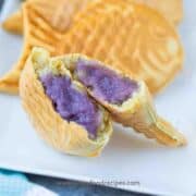 taiyaki open up with taro flavored filling