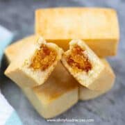 Taiwanese pineapple cake or feng li su open half close up