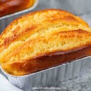 coconut bread in tin foil tray