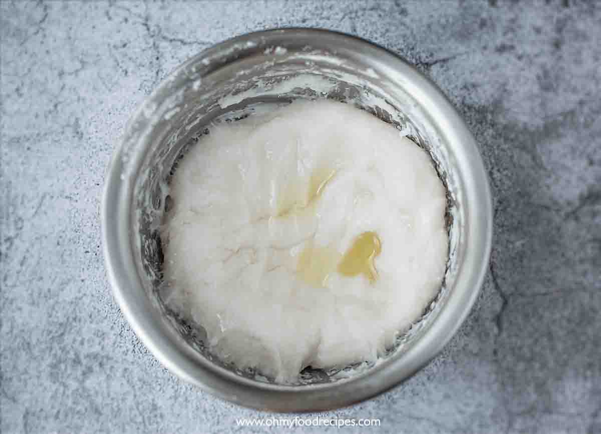 oil added to the dough mixture top view
