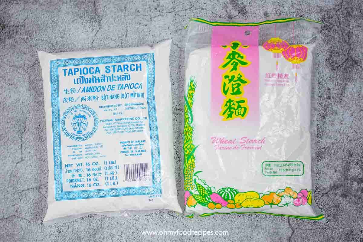 A pack of wheat starch and tapioca starch top view