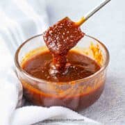 Ssamjang Korean BBQ dipping sauce on the spoon