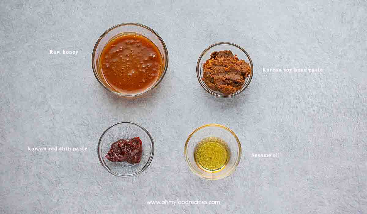 Ssamjang Korean dipping sauce ingredients top view