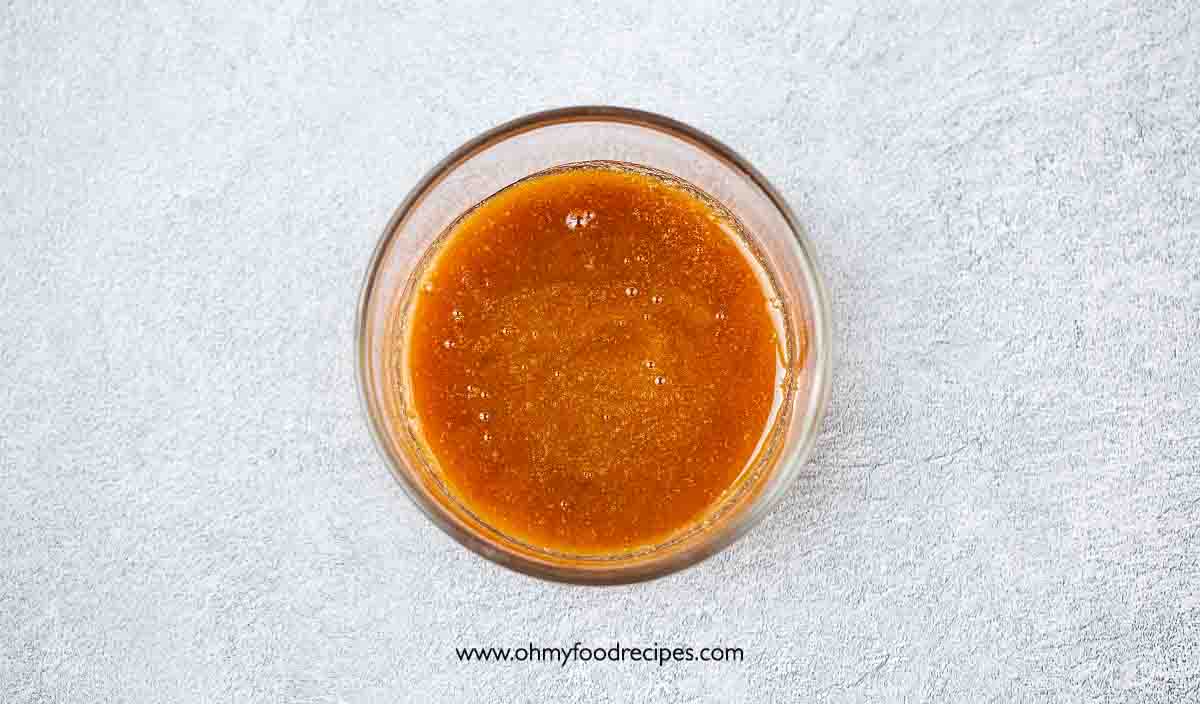 Raw honey in the container top view