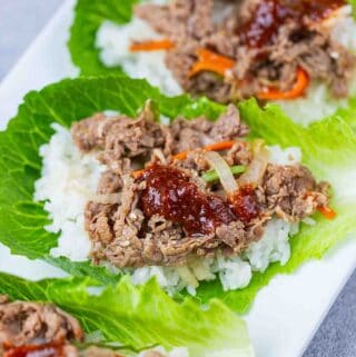 Korean bulgogi beef with lettuce wrap